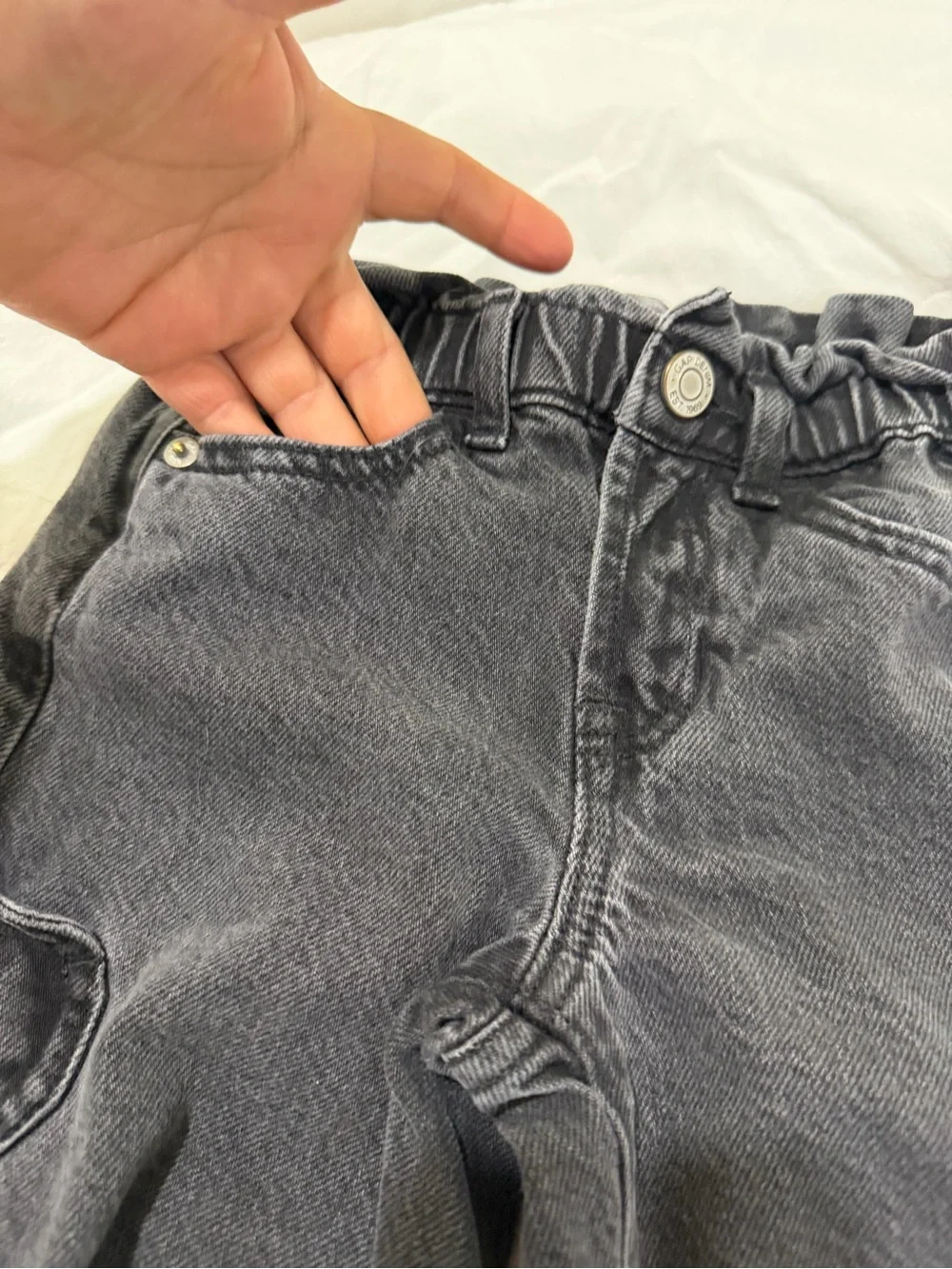 GAP Black Washed Heart-Pocket Cargo Jeans